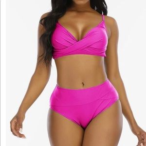 Barbie pink rockabilly retro hot pink 2 piece bikini swimsuit so fun S